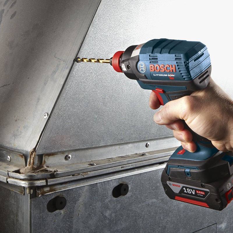 بوش TI2140IM قطعة واحدة 13/64 بوصة. × 3-5/8 بوصة. مثقاب معدني مطلي بنتريد التيتانيوم قوي التأثير مع ساق سداسية ذات تصنيف تأثير مثالي للفولاذ الكربوني الثقيل والمعادن الخفيفة والخشب الصلب - Image 3